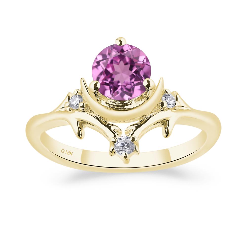Moon and Back Pink Sapphire Ring - LUO Jewelry #metal_18k yellow gold