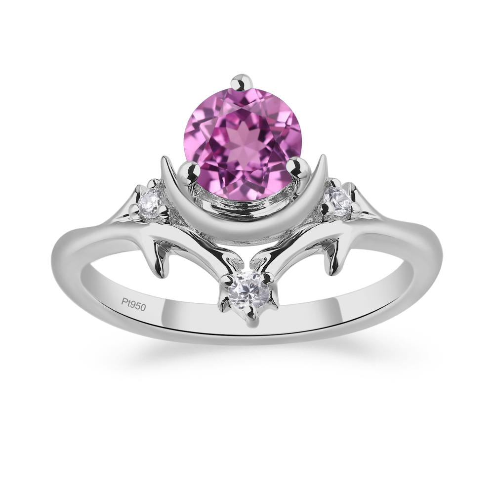 Moon and Back Pink Sapphire Ring - LUO Jewelry #metal_platinum