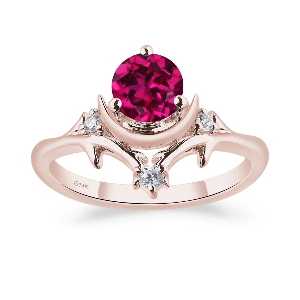 Moon and Back Ruby Ring - LUO Jewelry #metal_14k rose gold