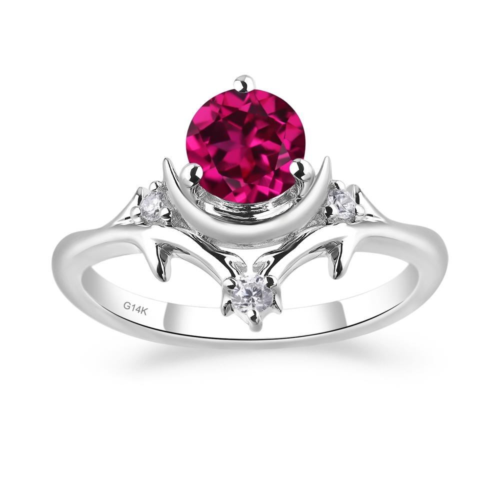 Moon and Back Ruby Ring - LUO Jewelry #metal_14k white gold