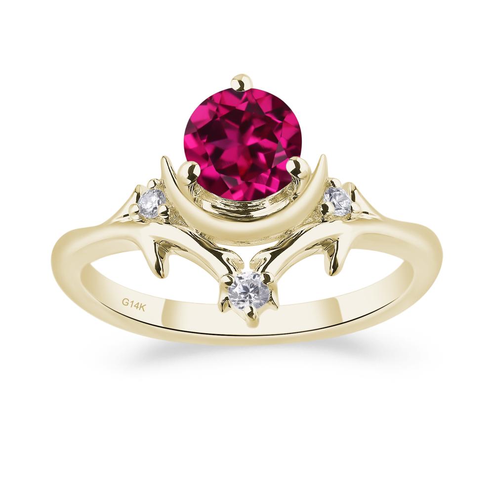 Moon and Back Ruby Ring - LUO Jewelry #metal_14k yellow gold