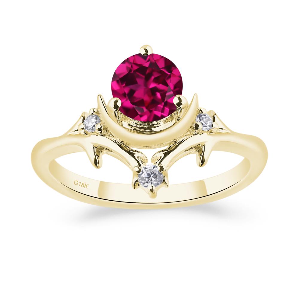 Moon and Back Ruby Ring - LUO Jewelry #metal_18k yellow gold