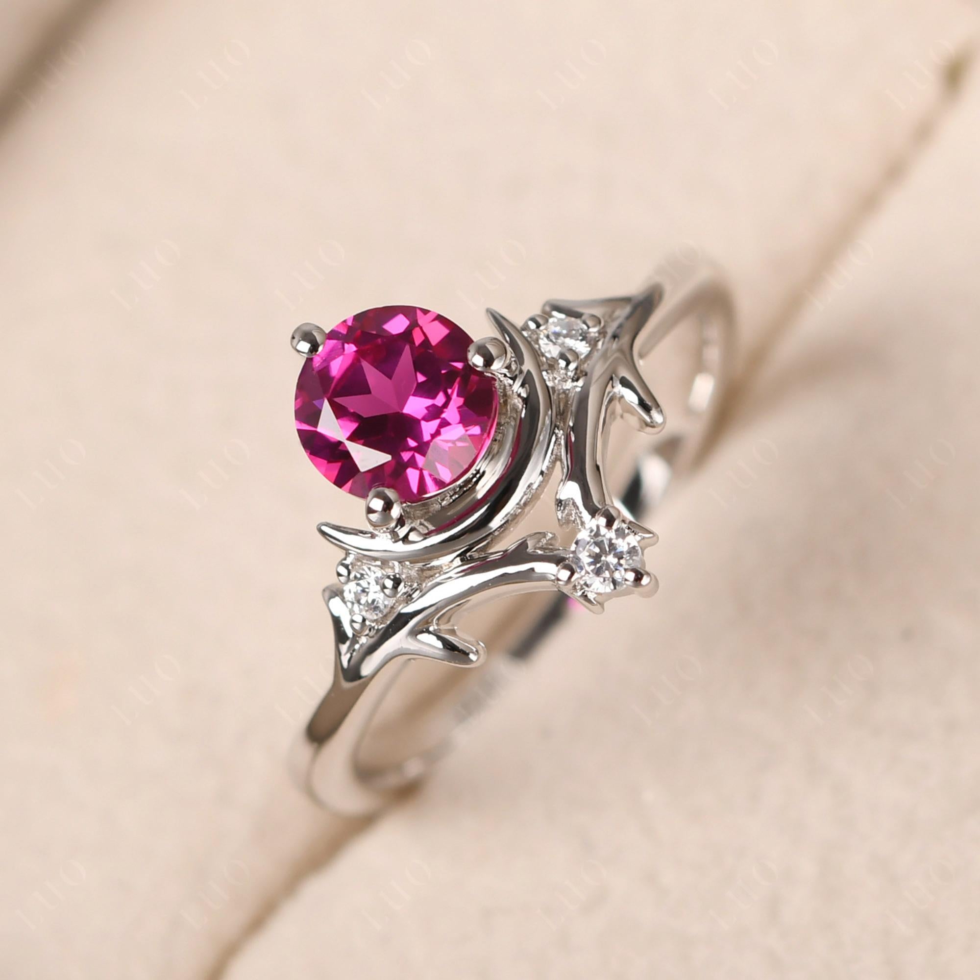 Moon and Back Ruby Ring - LUO Jewelry