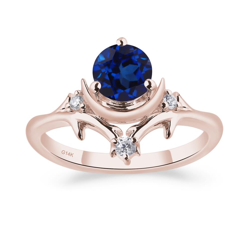 Moon and Back Sapphire Ring - LUO Jewelry #metal_14k rose gold