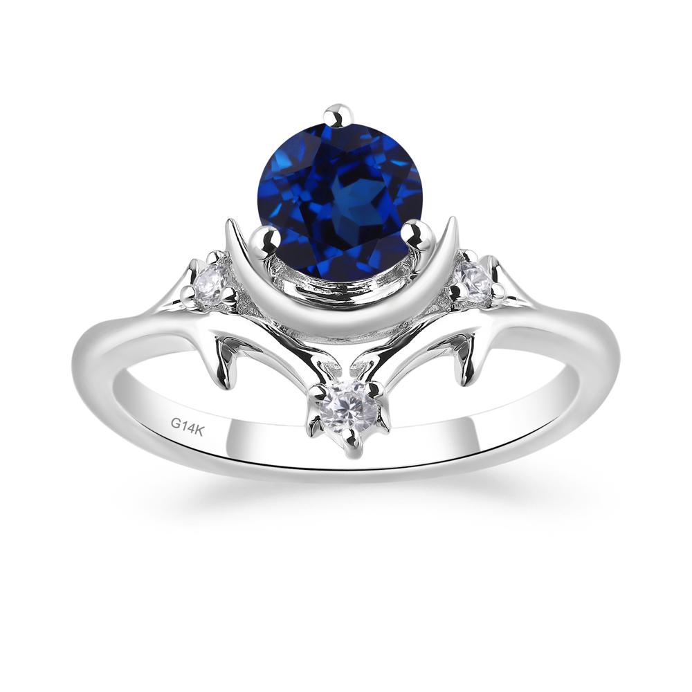 Moon and Back Sapphire Ring - LUO Jewelry #metal_14k white gold