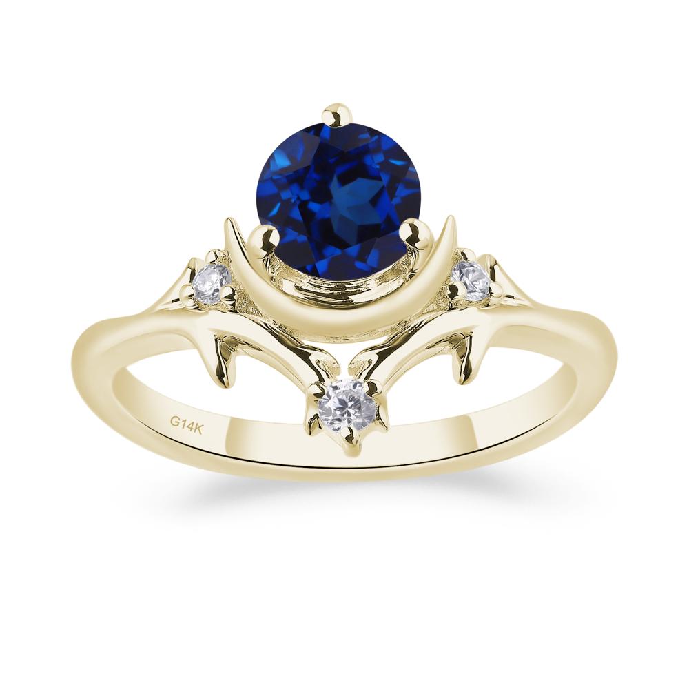 Moon and Back Sapphire Ring - LUO Jewelry #metal_14k yellow gold