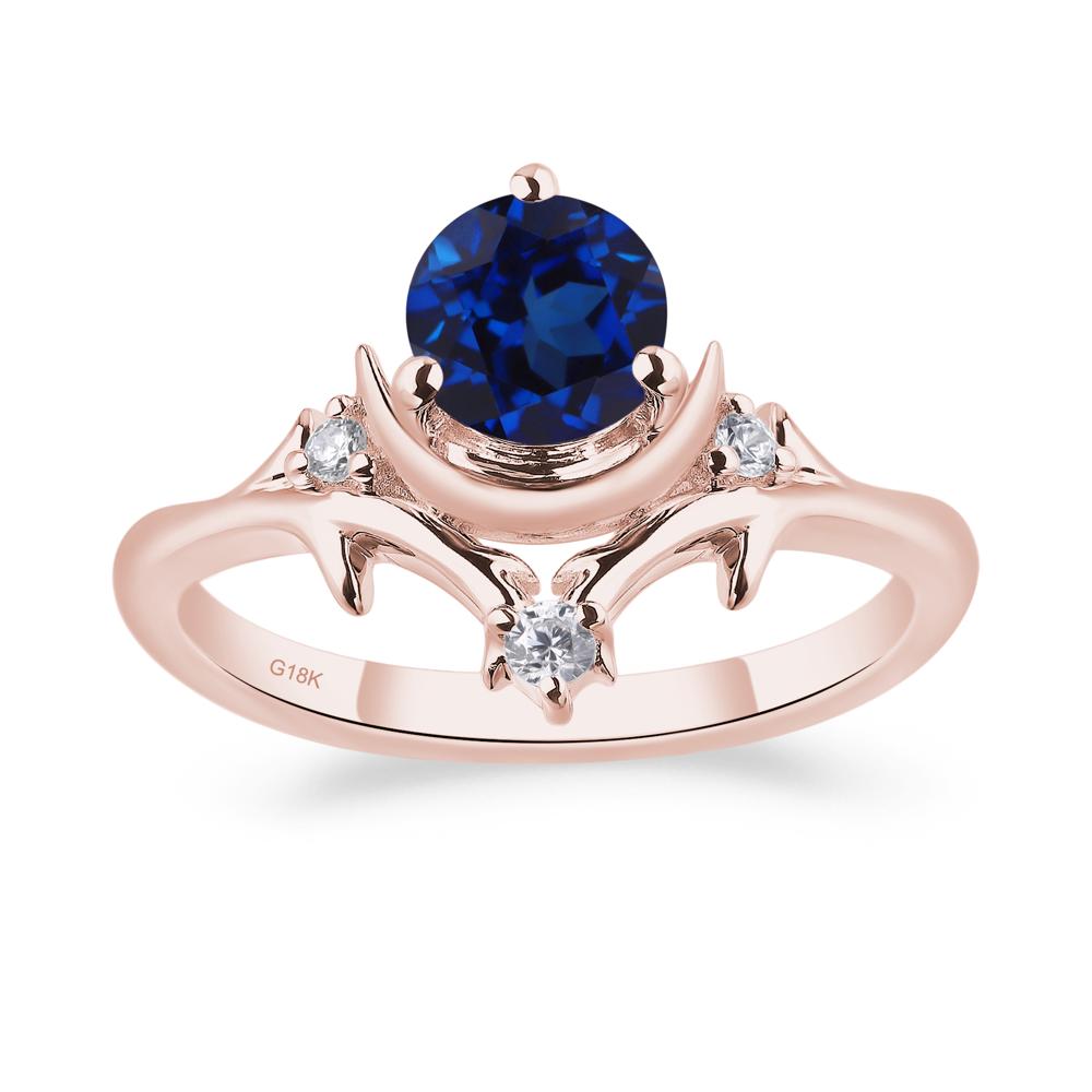 Moon and Back Sapphire Ring - LUO Jewelry #metal_18k rose gold