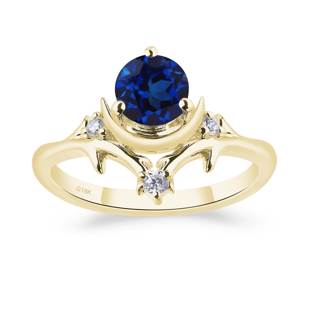 Moon and Back Sapphire Ring - LUO Jewelry #metal_18k yellow gold