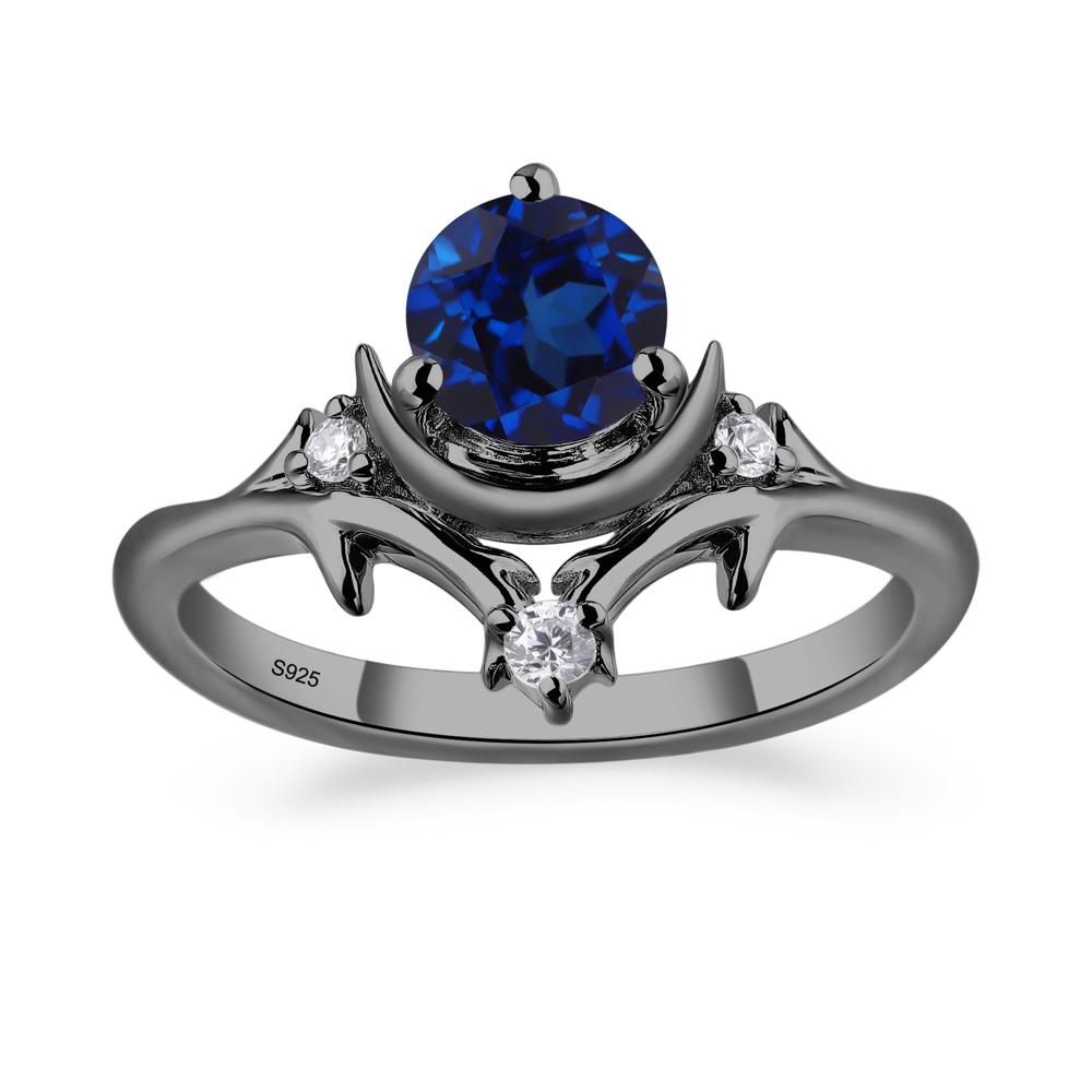Moon and Back Sapphire Ring - LUO Jewelry #metal_black finish sterling silver