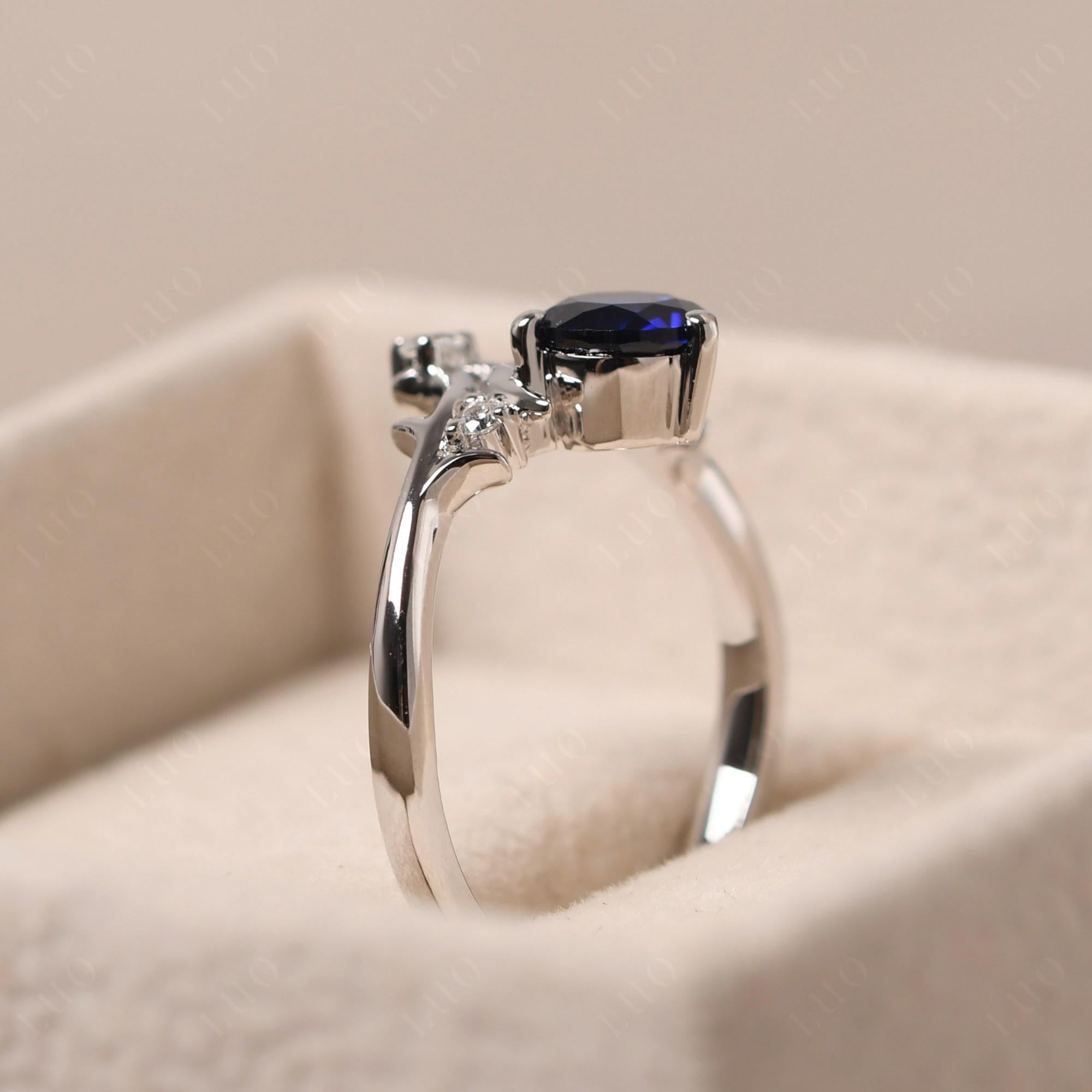 Moon and Back Sapphire Ring - LUO Jewelry
