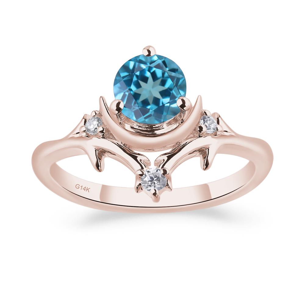 Moon and Back Swiss Blue Topaz Ring - LUO Jewelry #metal_14k rose gold