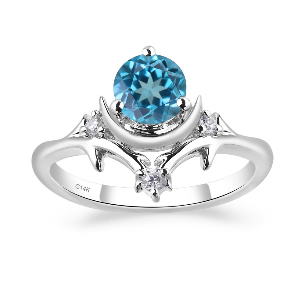 Moon and Back Swiss Blue Topaz Ring - LUO Jewelry #metal_14k white gold