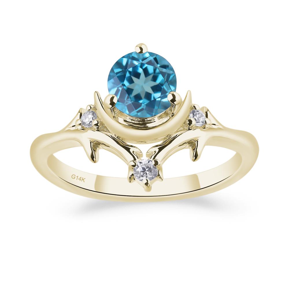 Moon and Back Swiss Blue Topaz Ring - LUO Jewelry #metal_14k yellow gold
