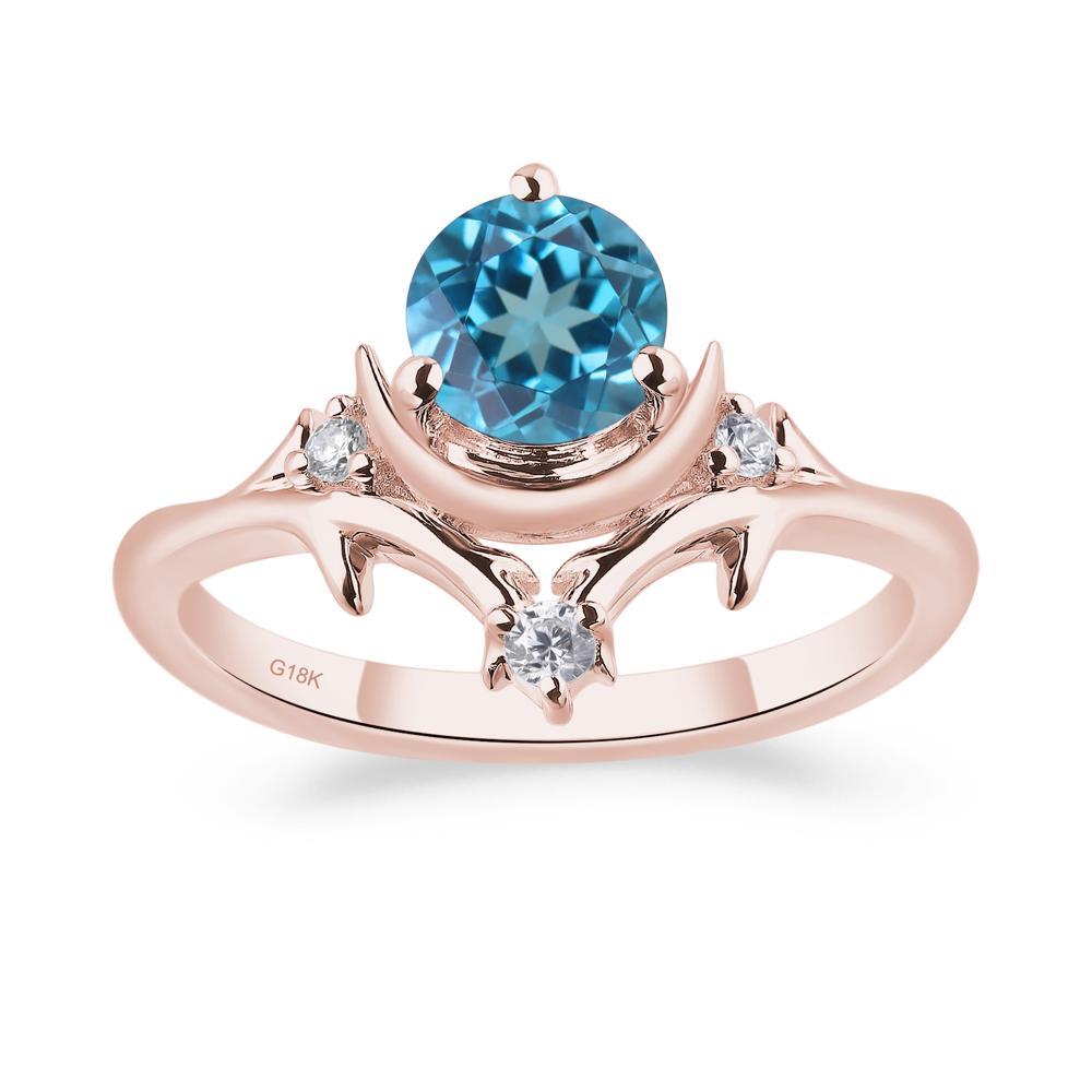 Moon and Back Swiss Blue Topaz Ring - LUO Jewelry #metal_18k rose gold