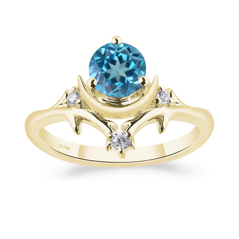 Moon and Back Swiss Blue Topaz Ring - LUO Jewelry #metal_18k yellow gold