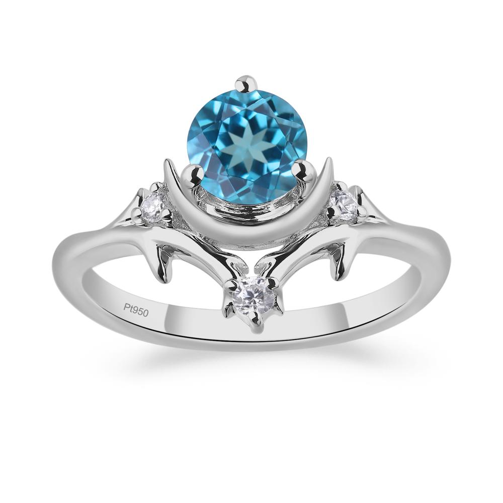 Moon and Back Swiss Blue Topaz Ring - LUO Jewelry #metal_platinum