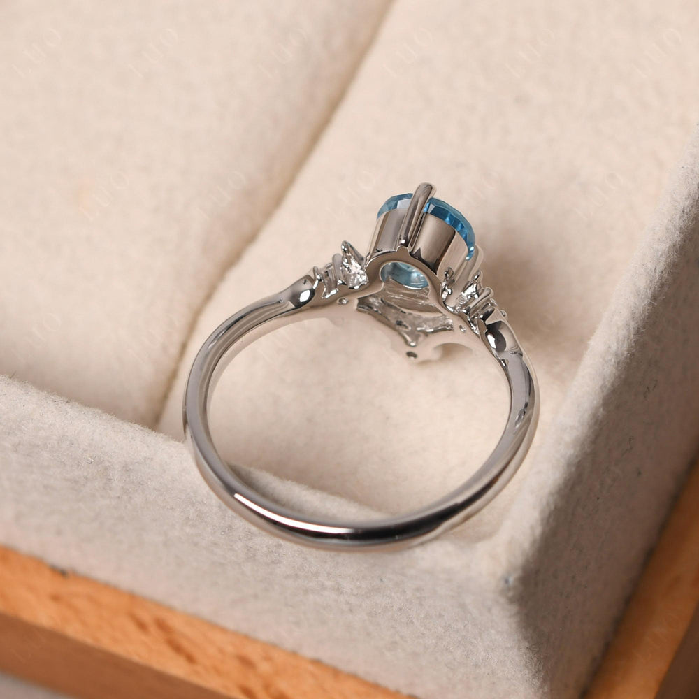 Round Shaped Dainty Swiss Blue Topaz Ring - LUO Jewelry
