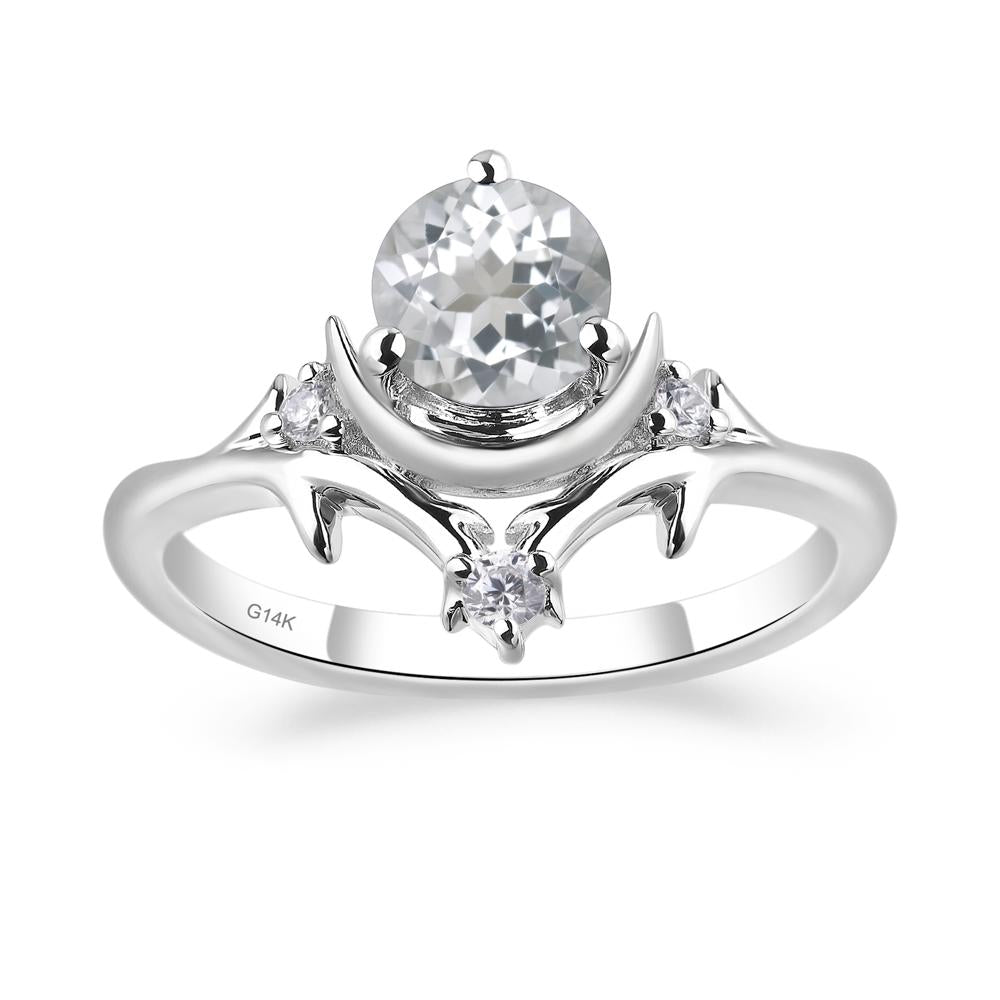 Moon and Back White Topaz Ring - LUO Jewelry #metal_14k white gold