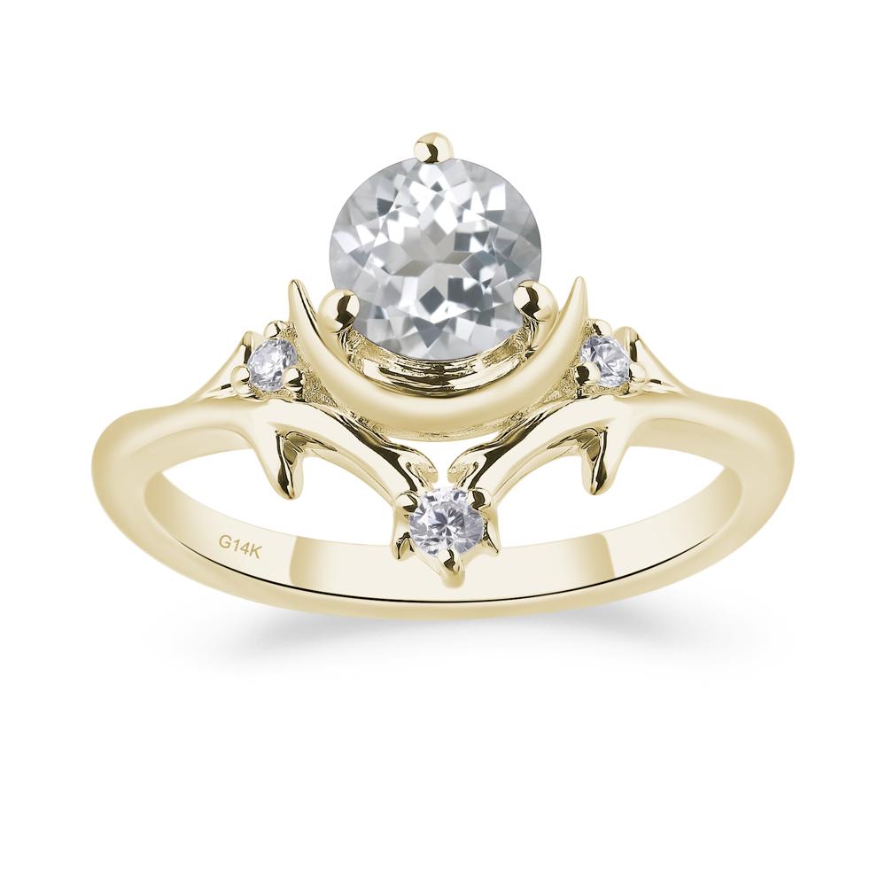 Moon and Back White Topaz Ring - LUO Jewelry #metal_14k yellow gold