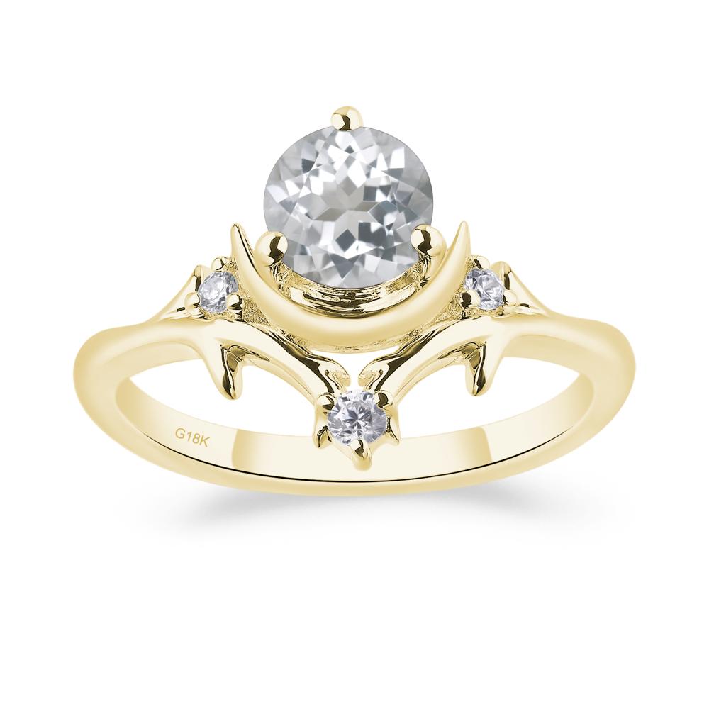 Moon and Back White Topaz Ring - LUO Jewelry #metal_18k yellow gold