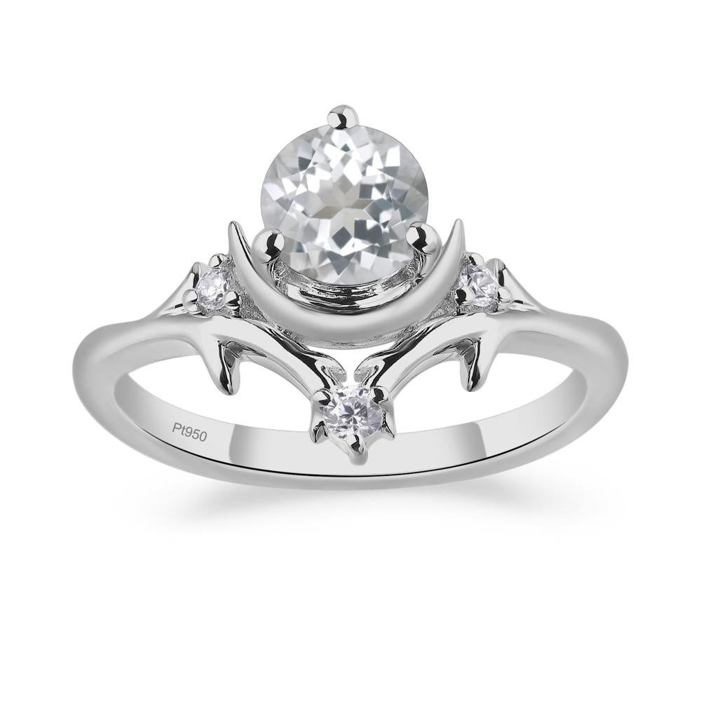 Moon and Back White Topaz Ring - LUO Jewelry #metal_platinum