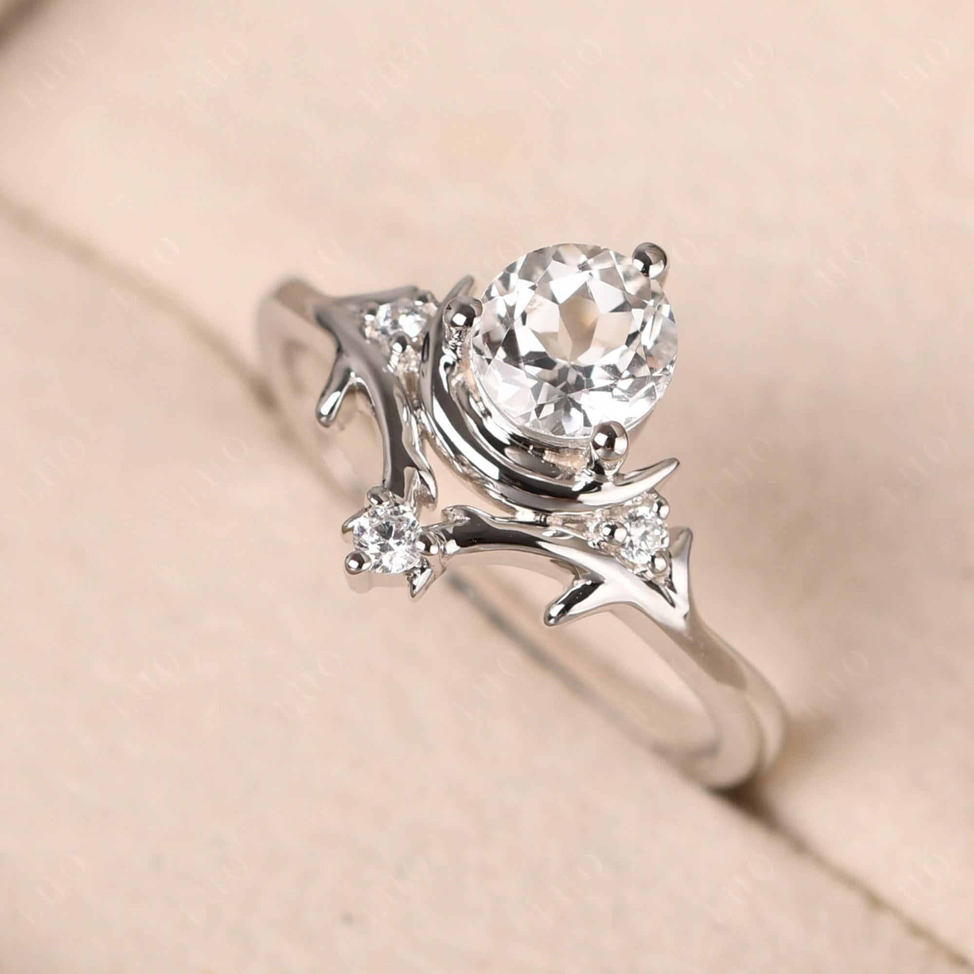 Moon and Back White Topaz Ring - LUO Jewelry