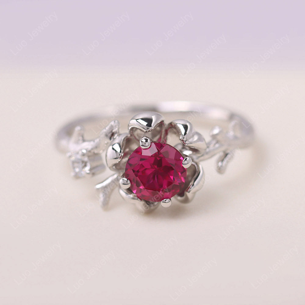 Round Cut Ruby Branch Ring