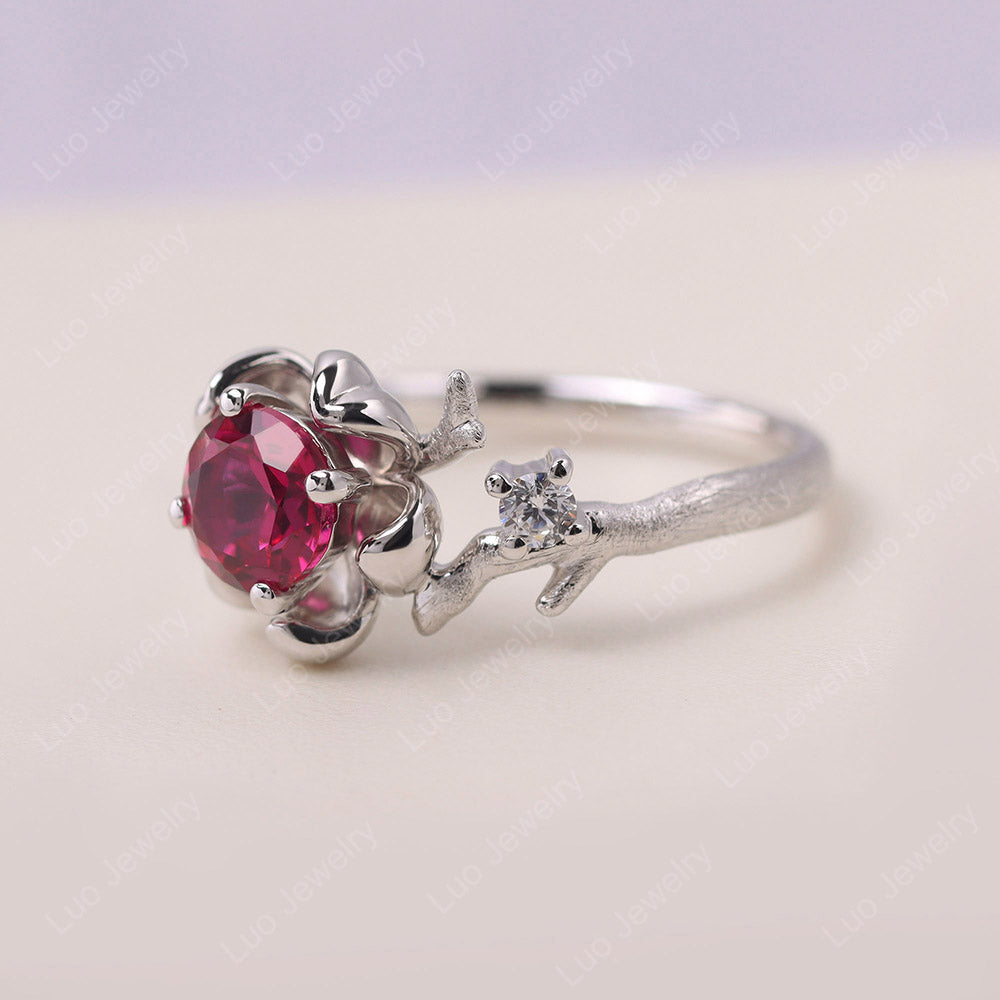 Round Cut Ruby Branch Ring