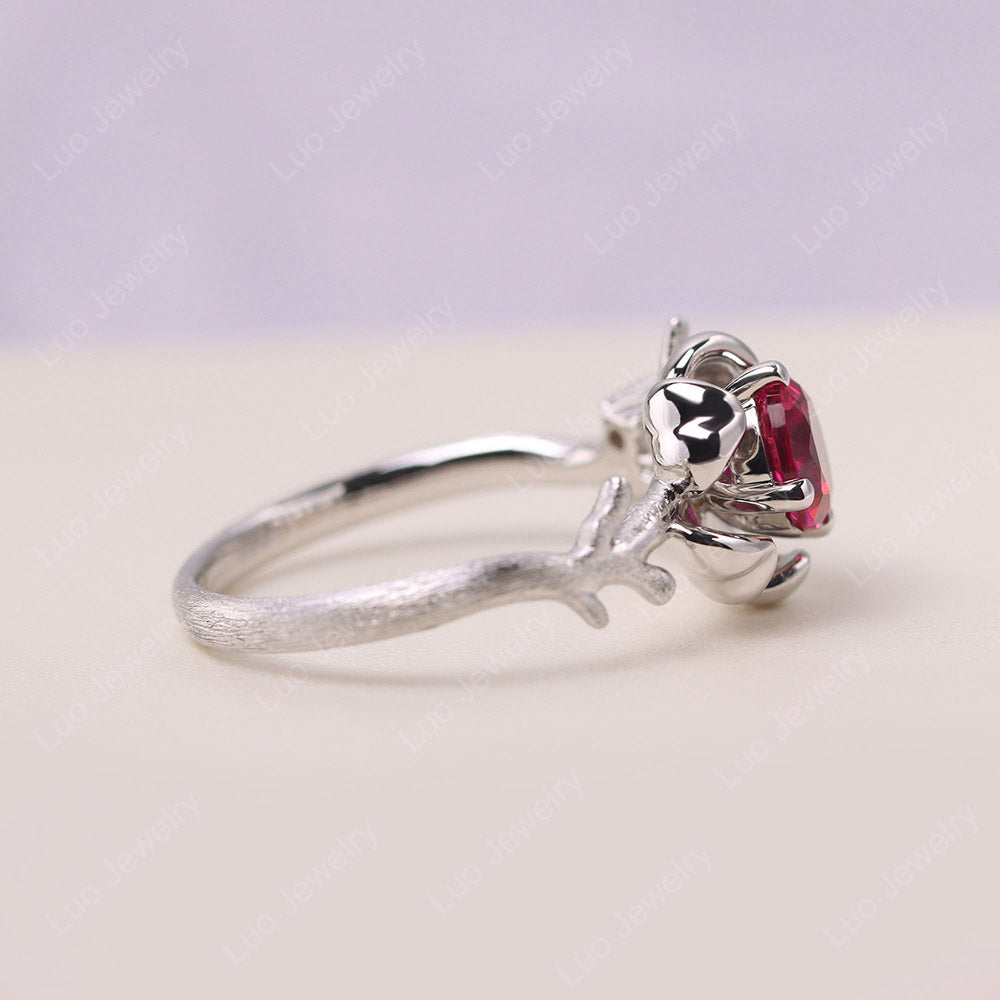 Round Cut Ruby Branch Ring