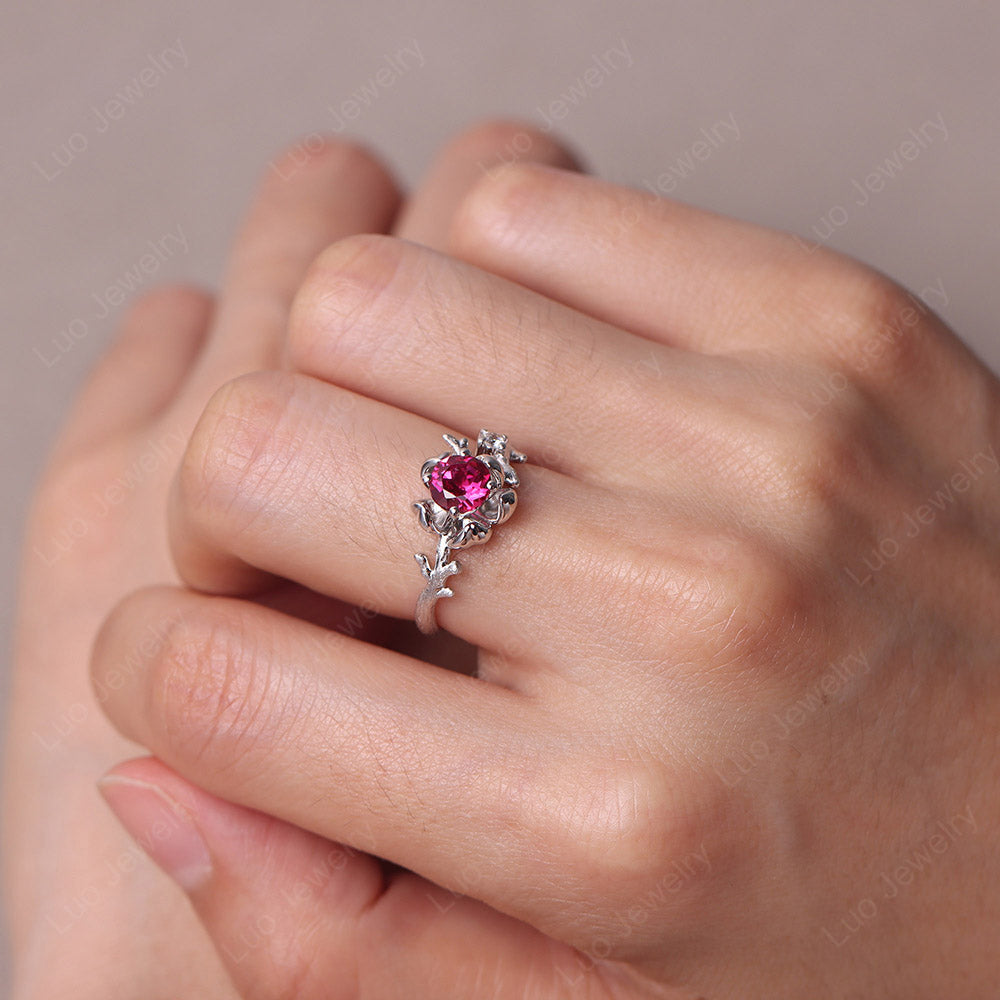 Round Cut Ruby Branch Ring