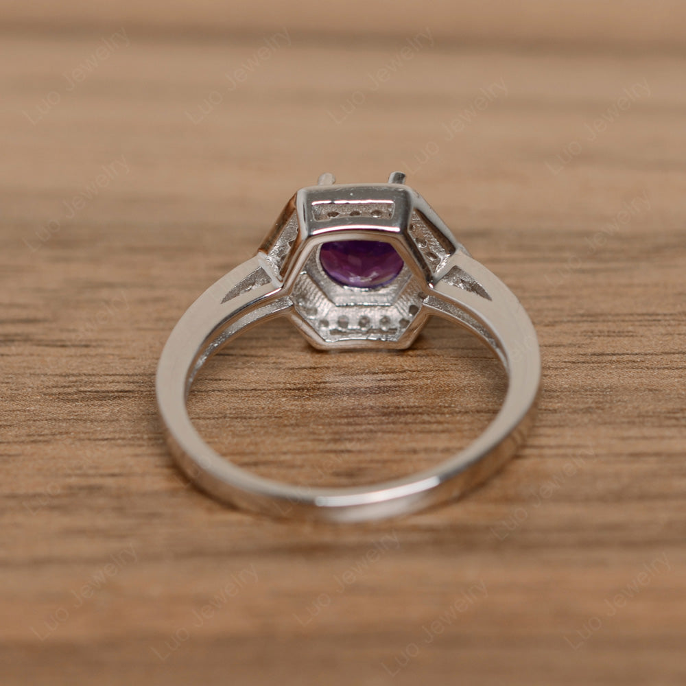 Round Cut Amethyst Engagement Ring White Gold - LUO Jewelry
