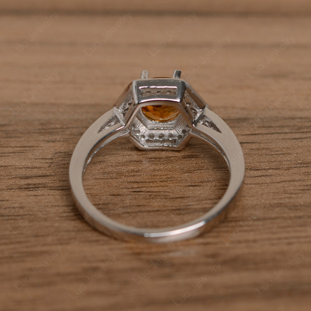 Round Cut Citrine Engagement Ring White Gold - LUO Jewelry