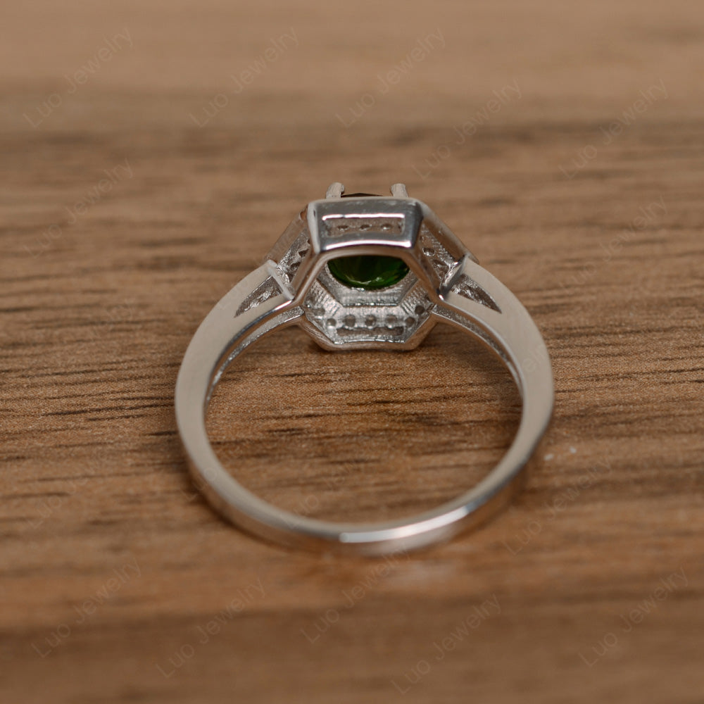 Round Cut Diopside Engagement Ring White Gold - LUO Jewelry