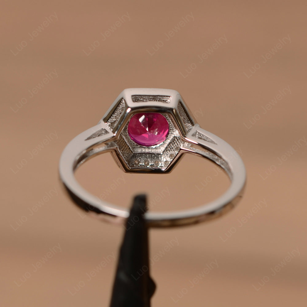 Round Cut Ruby Engagement Ring White Gold - LUO Jewelry