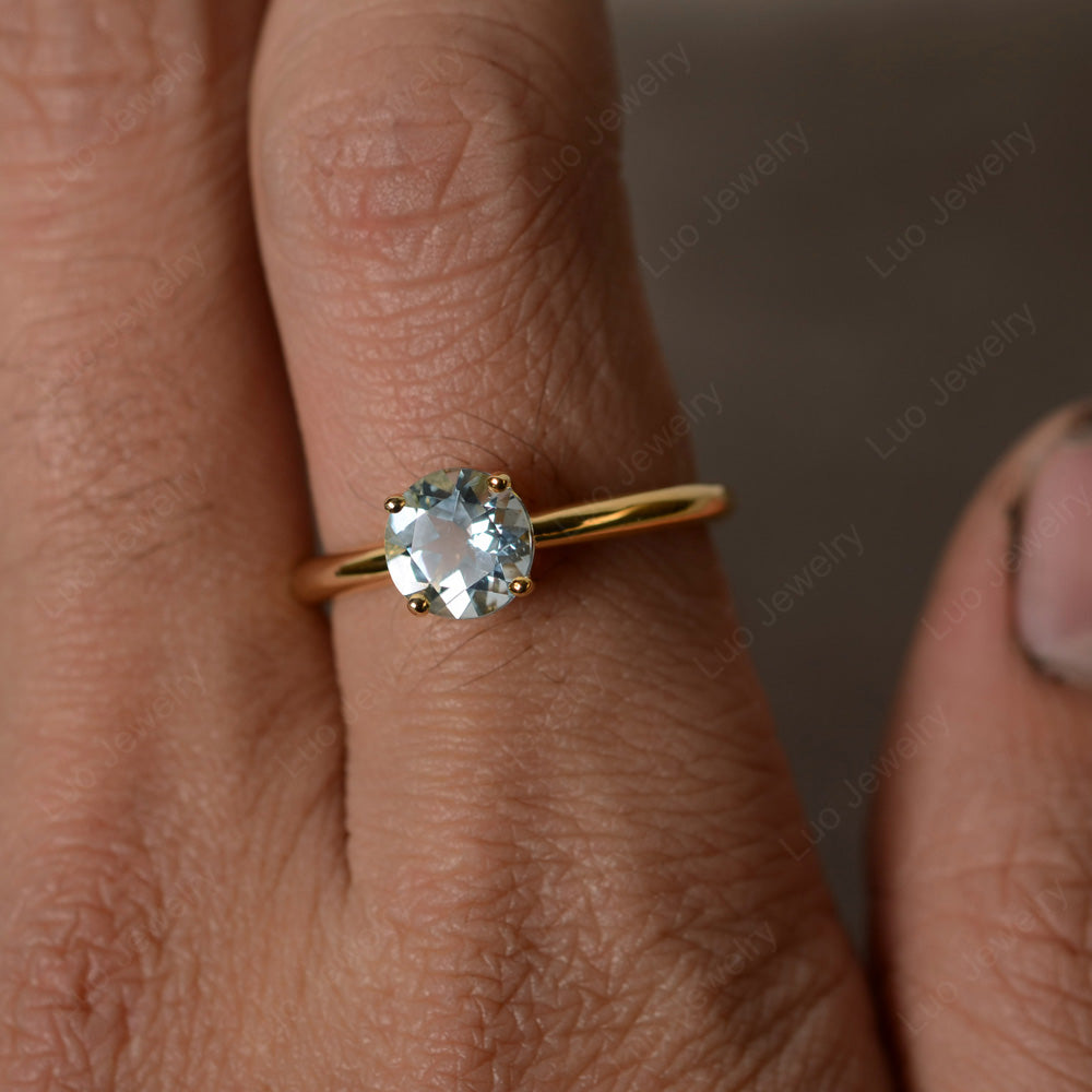 Aquamarine Solitaire Ring Sterling Silver - LUO Jewelry