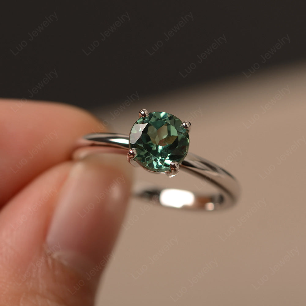 Green Sapphire Solitaire Ring Sterling Silver - LUO Jewelry