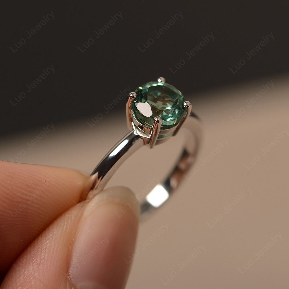 Green Sapphire Solitaire Ring Sterling Silver - LUO Jewelry