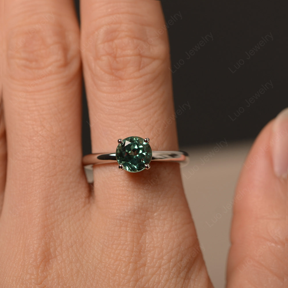 Green Sapphire Solitaire Ring Sterling Silver - LUO Jewelry