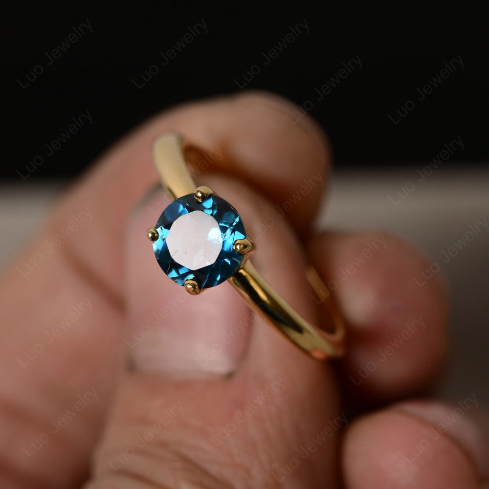 London Blue Topaz Solitaire Ring Sterling Silver - LUO Jewelry