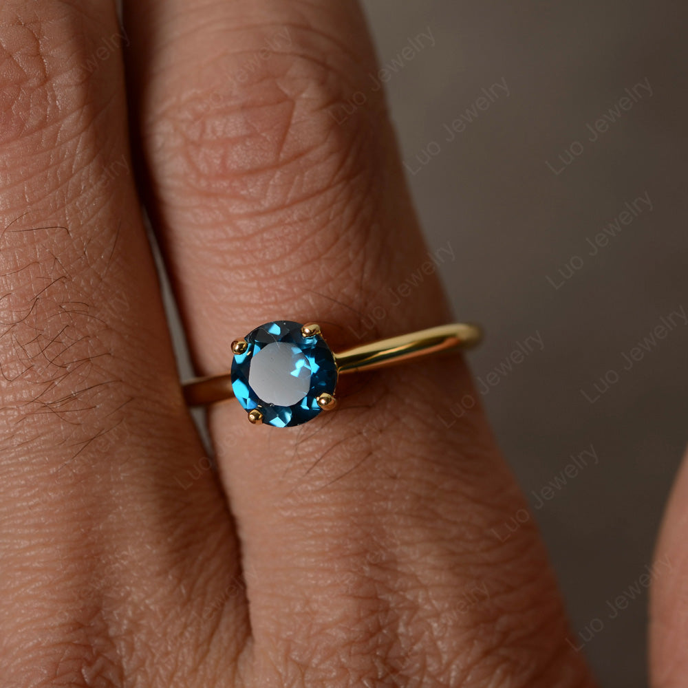 London Blue Topaz Solitaire Ring Sterling Silver - LUO Jewelry