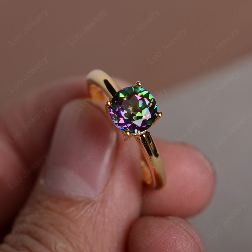 Mystic Topaz Solitaire Ring Sterling Silver - LUO Jewelry