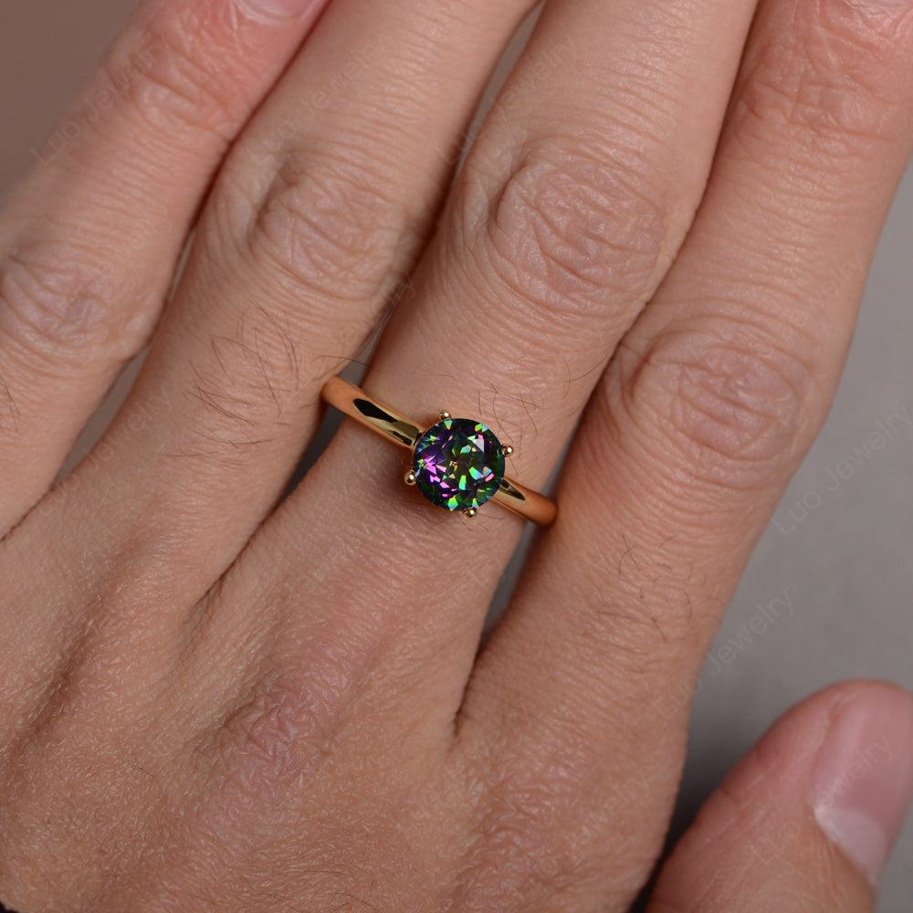 Mystic Topaz Solitaire Ring Sterling Silver - LUO Jewelry