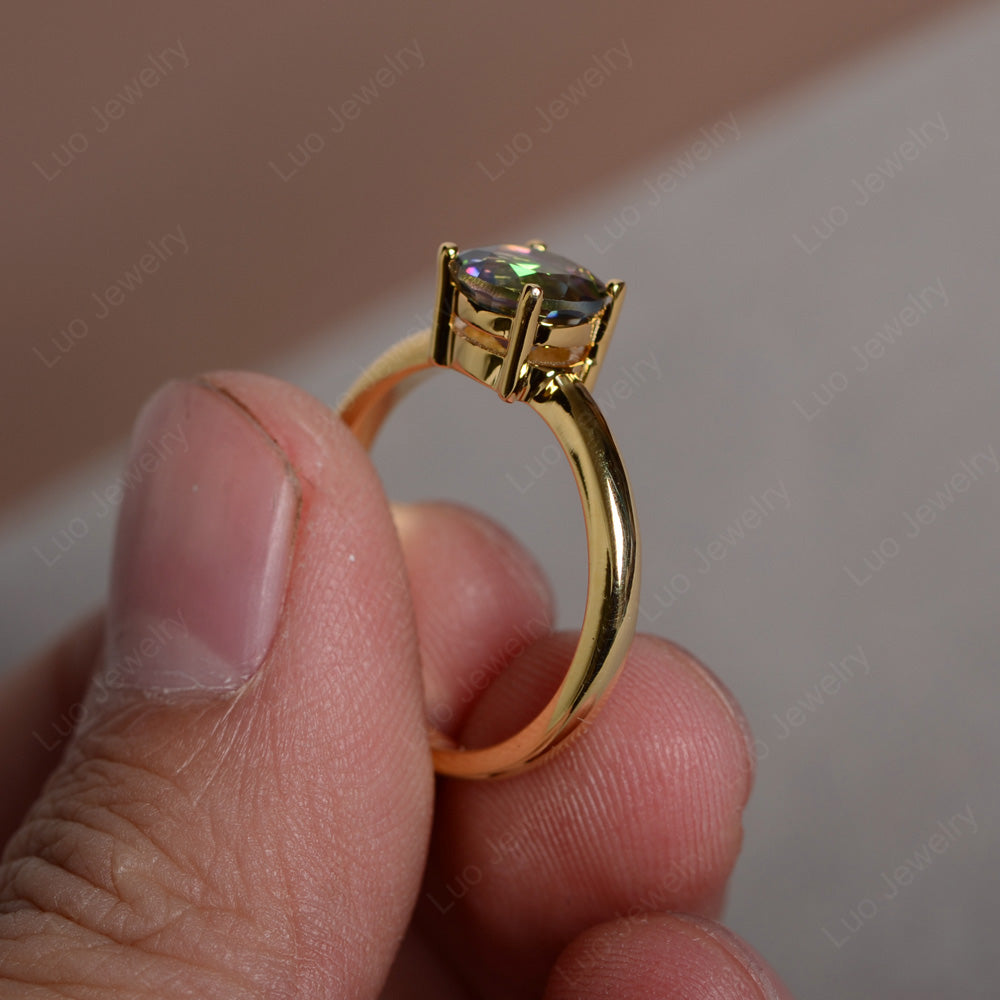 Mystic Topaz Solitaire Ring Sterling Silver - LUO Jewelry