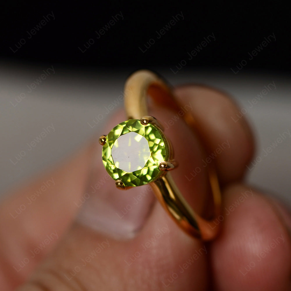 Peridot Solitaire Ring Sterling Silver - LUO Jewelry