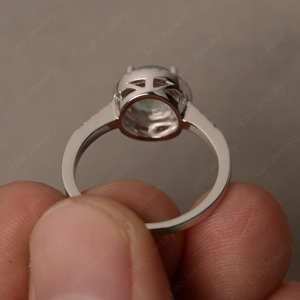 Round Brilliant Aquamarine Halo Engagement Ring - LUO Jewelry