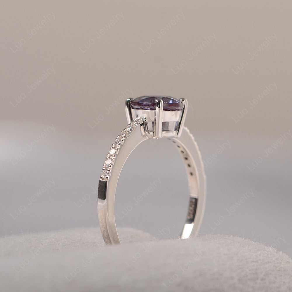 Alexandrite Wedding Ring Round Cut Sterling Silver - LUO Jewelry