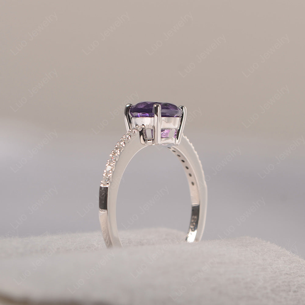 Amethyst Wedding Ring Round Cut Sterling Silver - LUO Jewelry