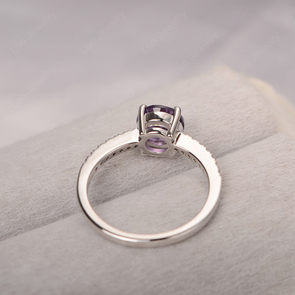 Amethyst Wedding Ring Round Cut Sterling Silver - LUO Jewelry