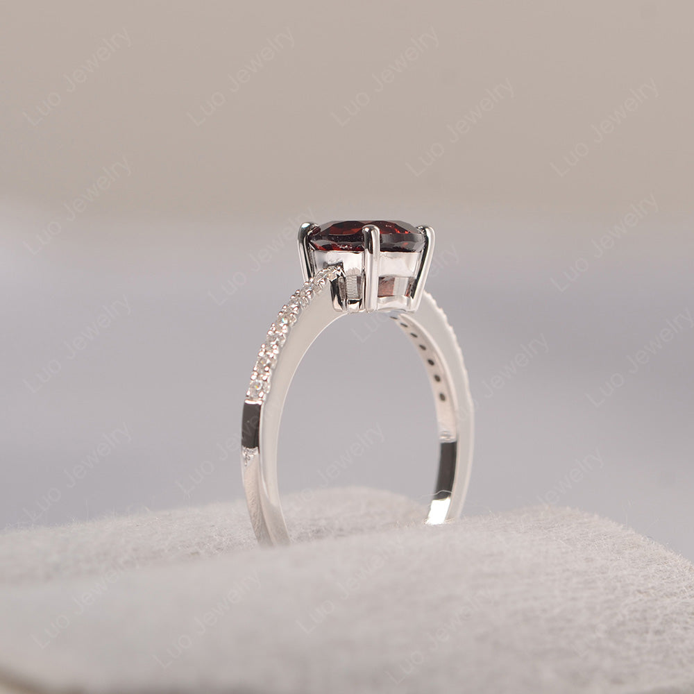 Garnet Wedding Ring Round Cut Sterling Silver - LUO Jewelry