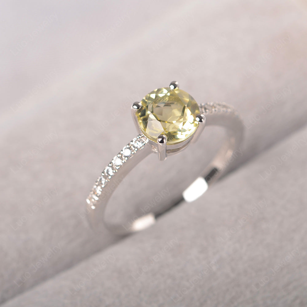 Lemon Quartz Wedding Ring Round Cut Sterling Silver - LUO Jewelry